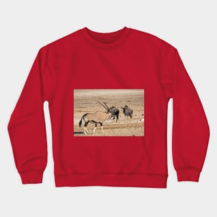 Namibia. Etosha National Park. Oryx and Wildebeest. Crewneck Sweatshirt